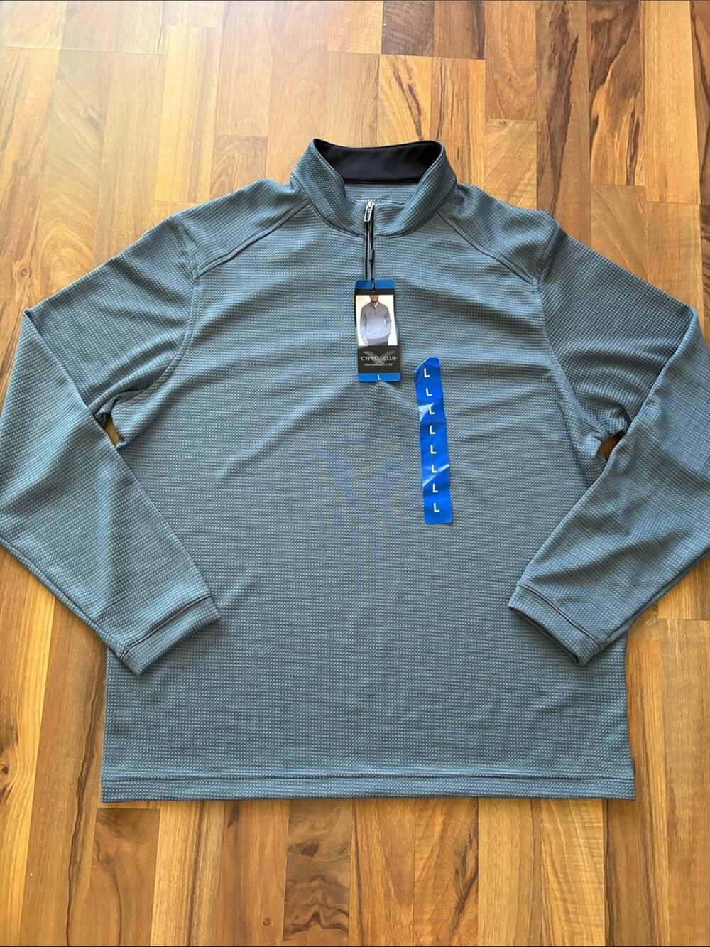 Cypress Club Men's Zip-Up Sweater Pullover - Slate Blue Size L NWT